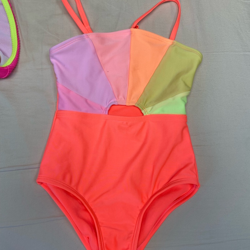 Neon swimsuit with cut out 4/5 year old